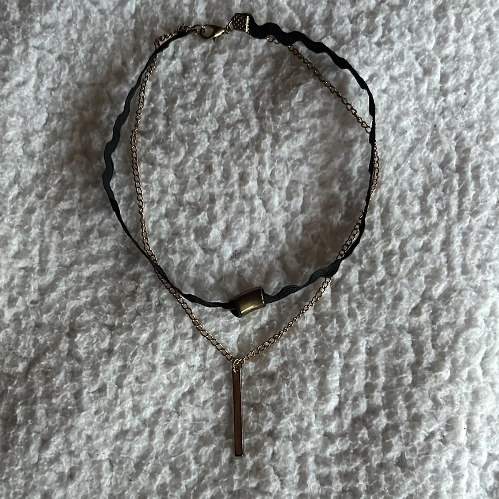 Elegant Black and Gold Layered Choker Necklace